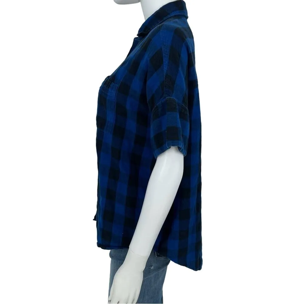 Madewell Women’s Button Down Flannel Courier Shirt in Buffalo Blue Size Small - Image 5
