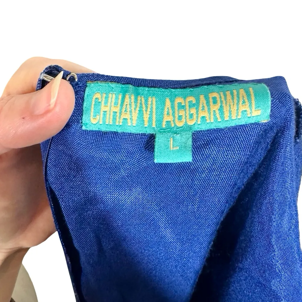 Chhavvi Aggarwal Kaftan Embroidered Beaded Dress in Royal Blue - Image 8