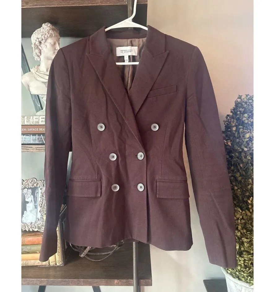 Derek Lam 10 Crosby Sandra Double Breasted Slit Blazer Chocolate Womens Size 2 Brown - Image 5