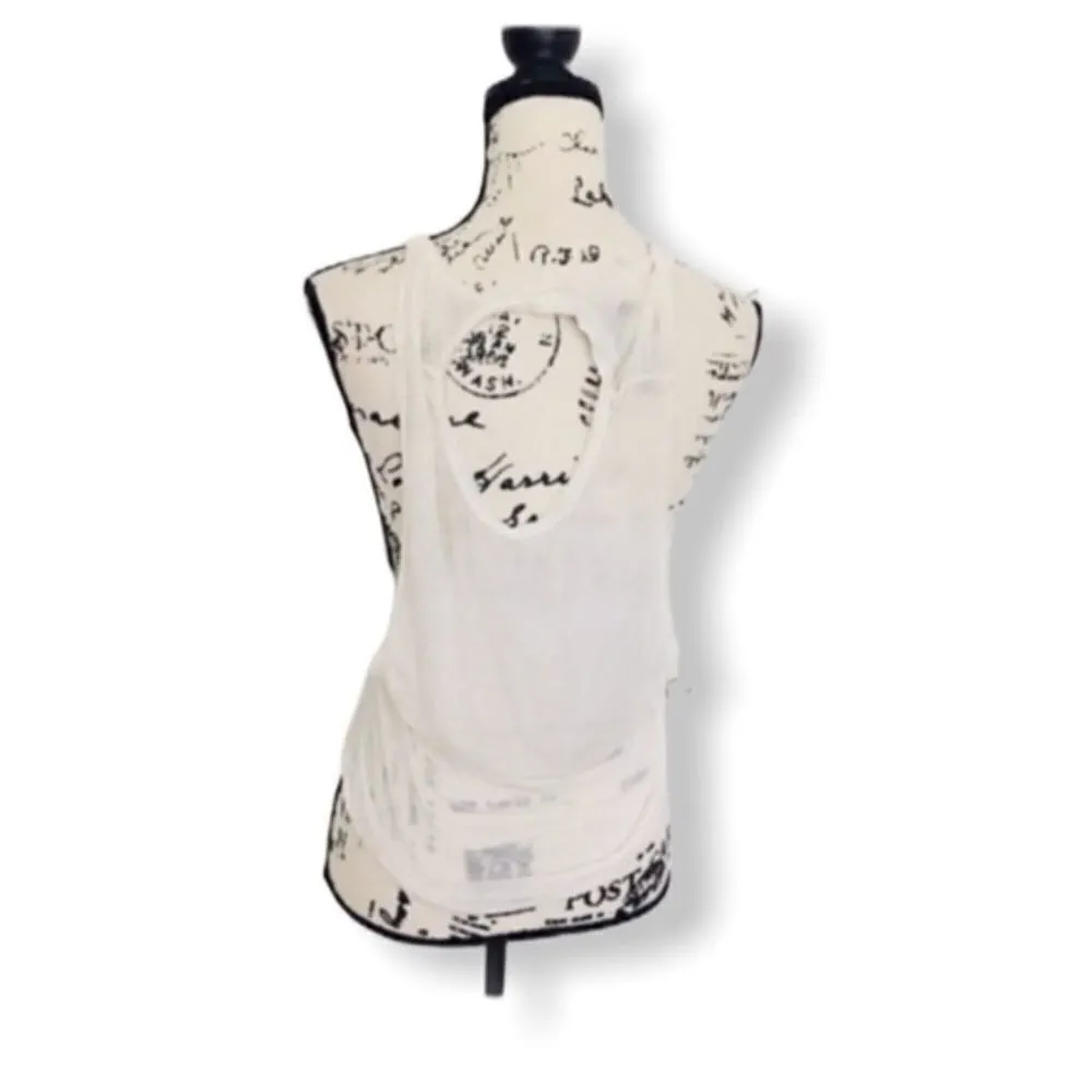 Brandy Melville White Tank Top OS Keyhole Back Semi Sheer Butter Soft - Image 3