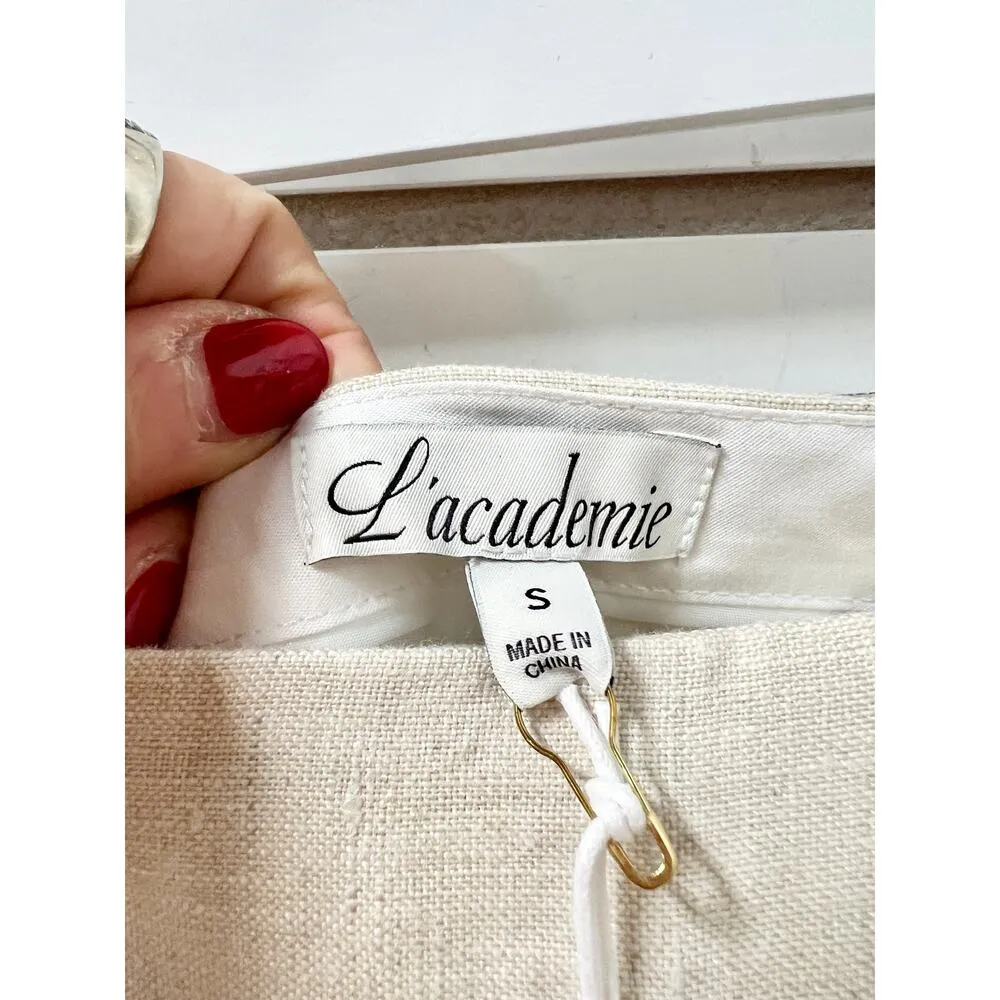 NWT L'Academie Orsina Linen High Waisted Slit Maxi Skirt Natural Women's Size S - Image 5