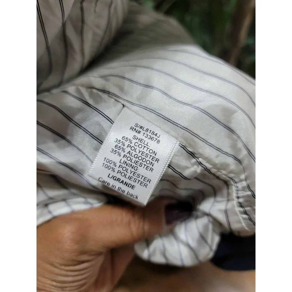 Love Tree  Women's Solid Blue Cotton Single Breasted Two Button Fitted Blazer L - Image 8