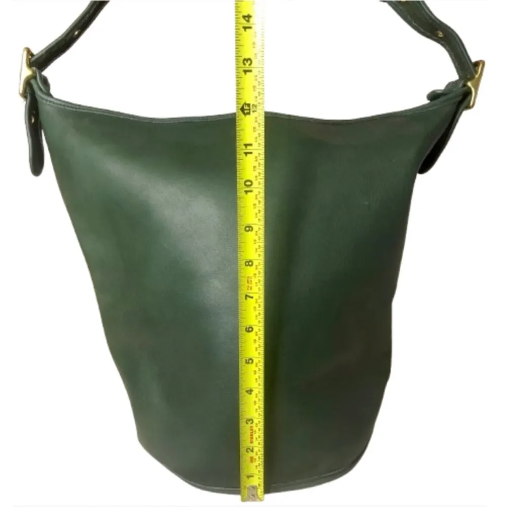 VINTAGE COACH Dark Green Leather Duffle Sac XL Crossbody Bucket Bag USA 9085 COA - Image 12