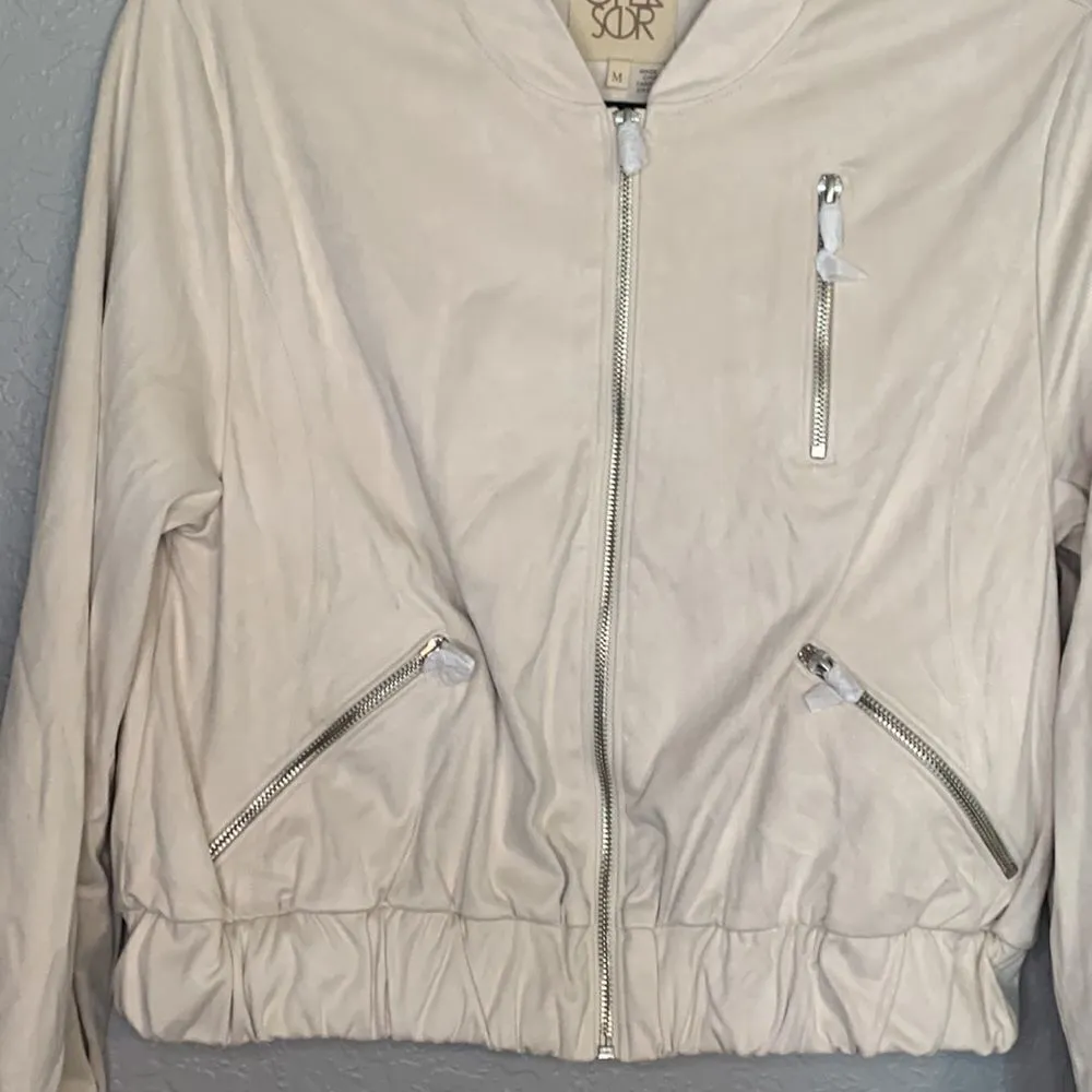 NWT Chaser faux suede cream jacket size M - Image 2