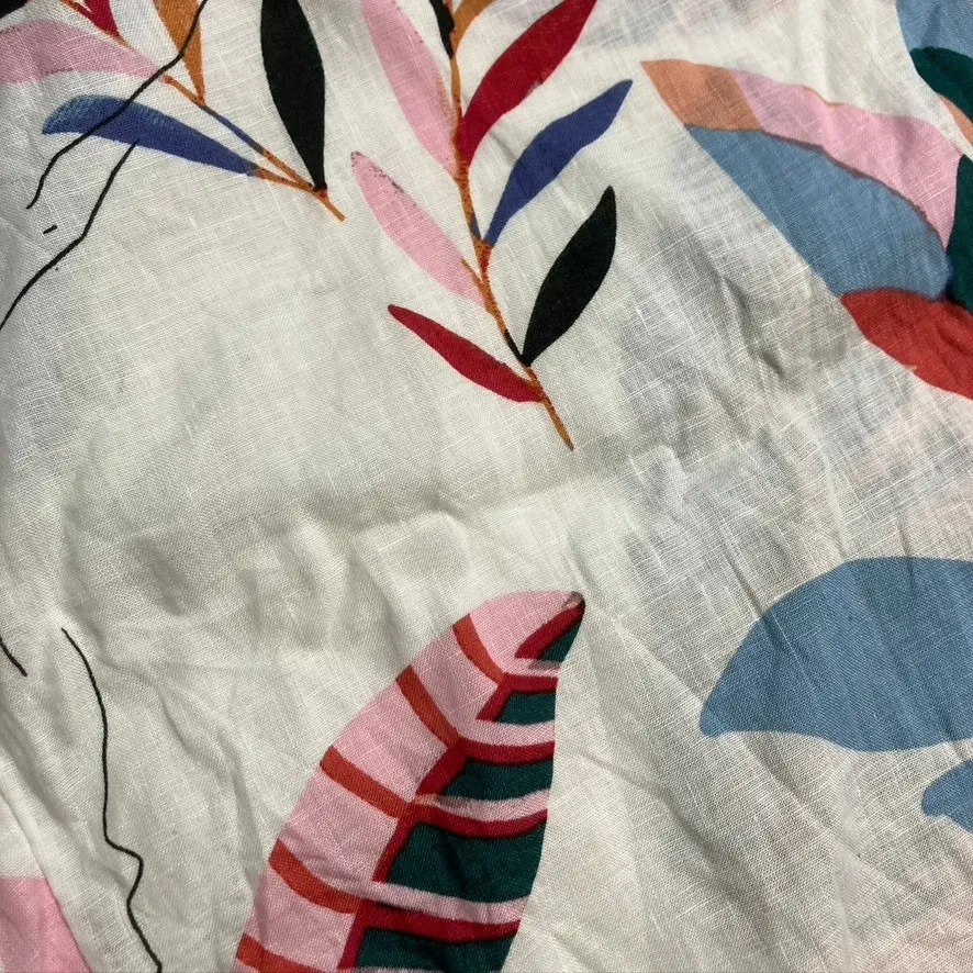 Cynthia Rowley Linen Tropical Leaf Print‎ Wide Leg Crop Pants Women's Size 2X - Image 3