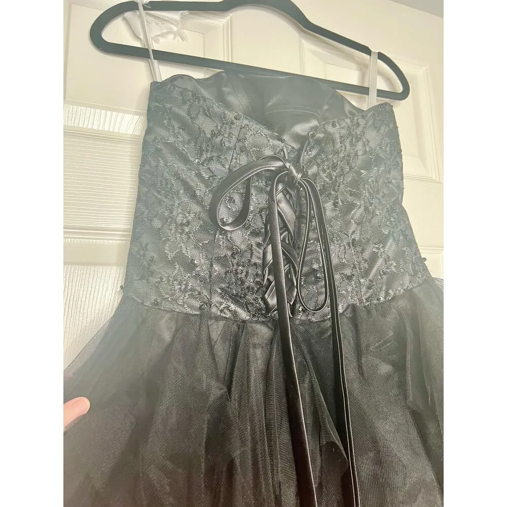 Sleeveless Short Prom Homecoming Little Black Dress Lace Corset Tulle Size 6 - Image 7