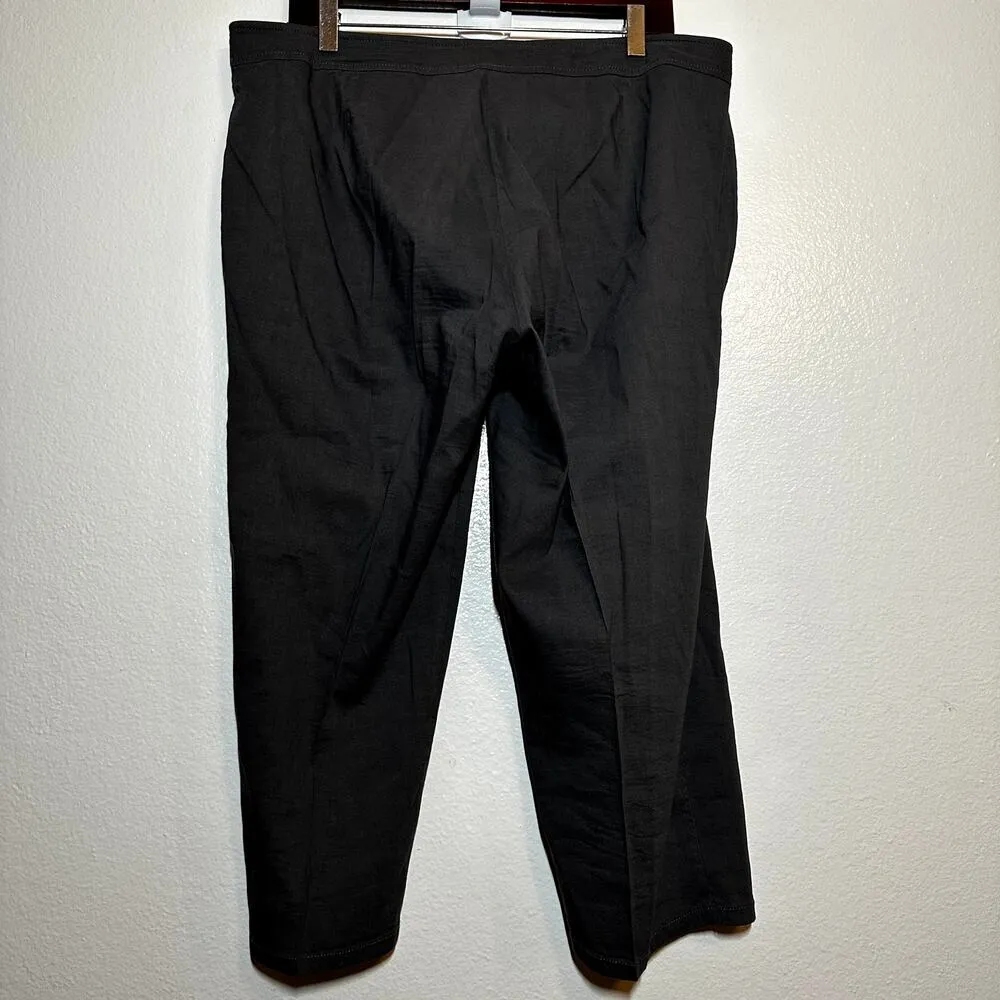 Eileen Fisher Linen Viscose Stretch Pants High Rise Flat Front Elastic Gray 14 - Image 6