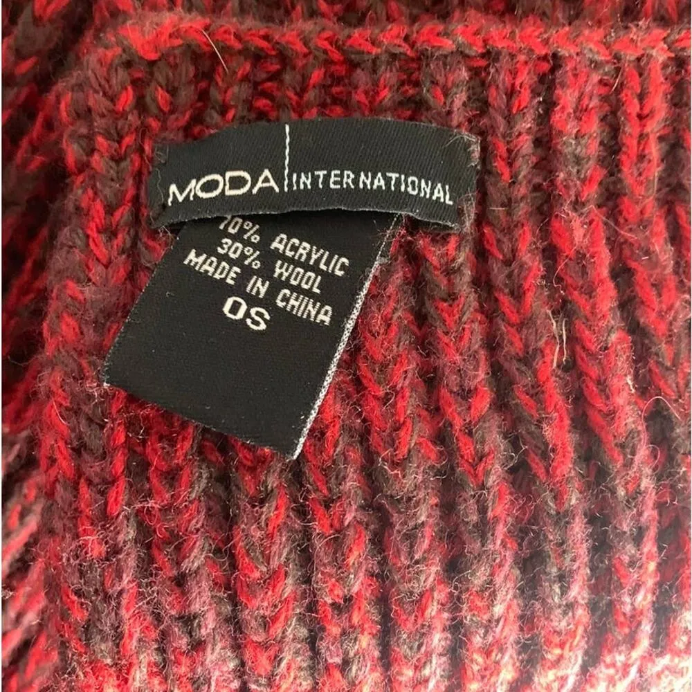 5/$25 Moda International Wool Blend Scarf Red - Image 2