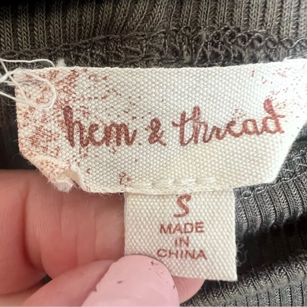 Hem and Thread Dolman Sleeve Ribbed Knit Long Sleeve Midi Dress Dark Green Small - Image 7