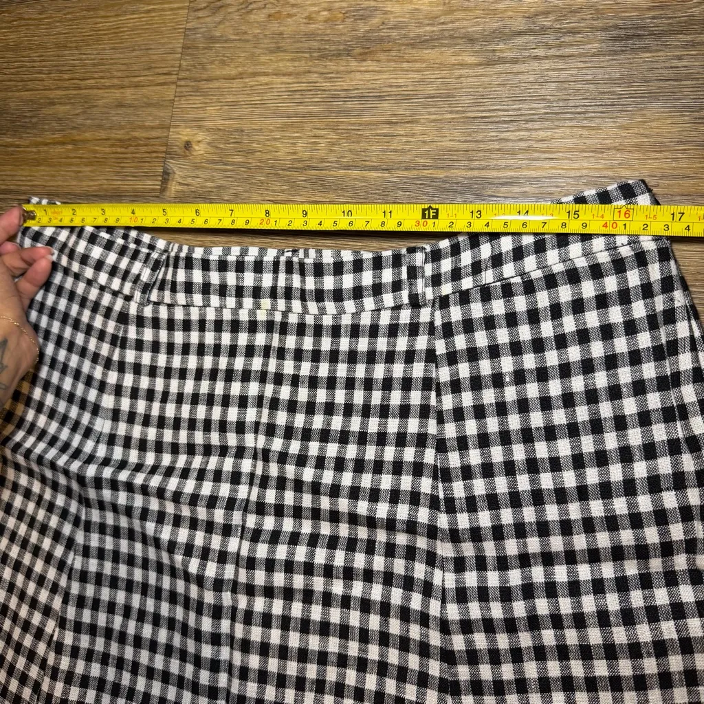 Reformation Black White Gingham A-Line Midi Skirt Size 12 Side Zip Belt Loops - Image 4