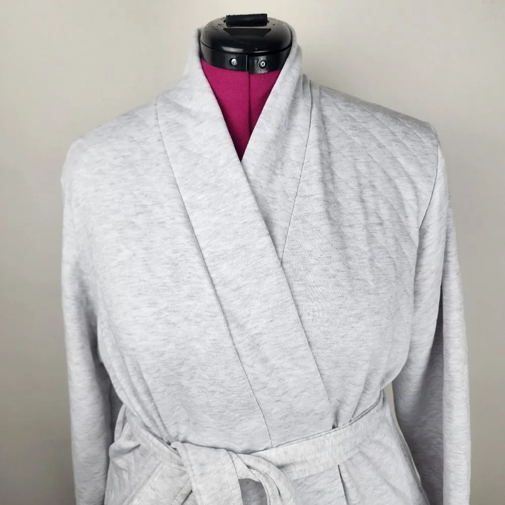 NWT Daydream by Berkshire Quilted Robe Light Grey Pockets Cotton Blend Size L Size L - Image 15