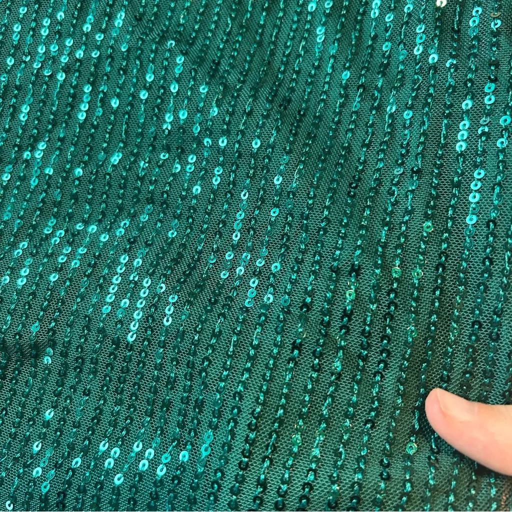 Green Sequin Backless Top Size L - Image 2
