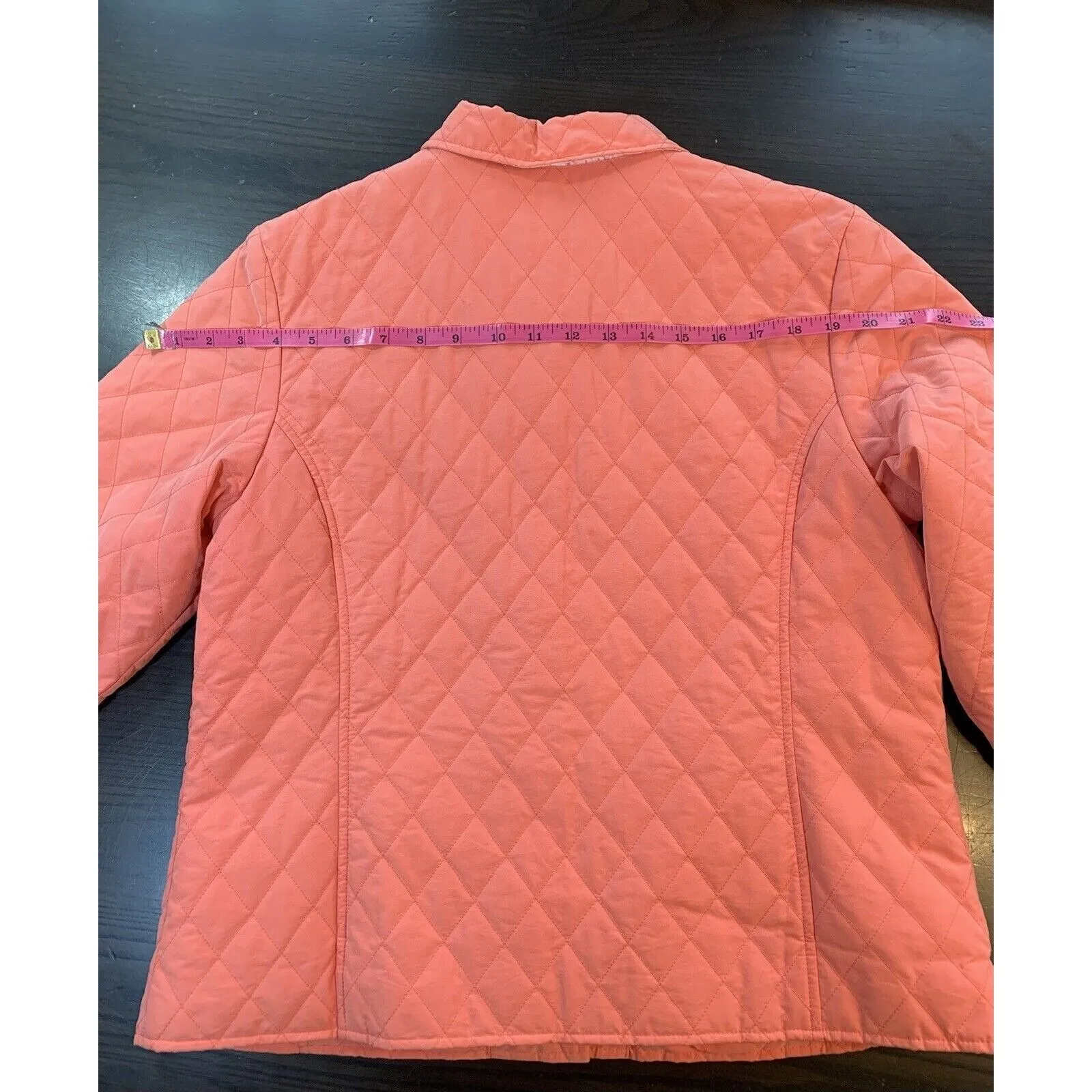 LL Bean‎ Jacket Women's Medium Petite Peach Quilted Coat Buttons Pockets Peacoat Pink Size undefined - Image 14