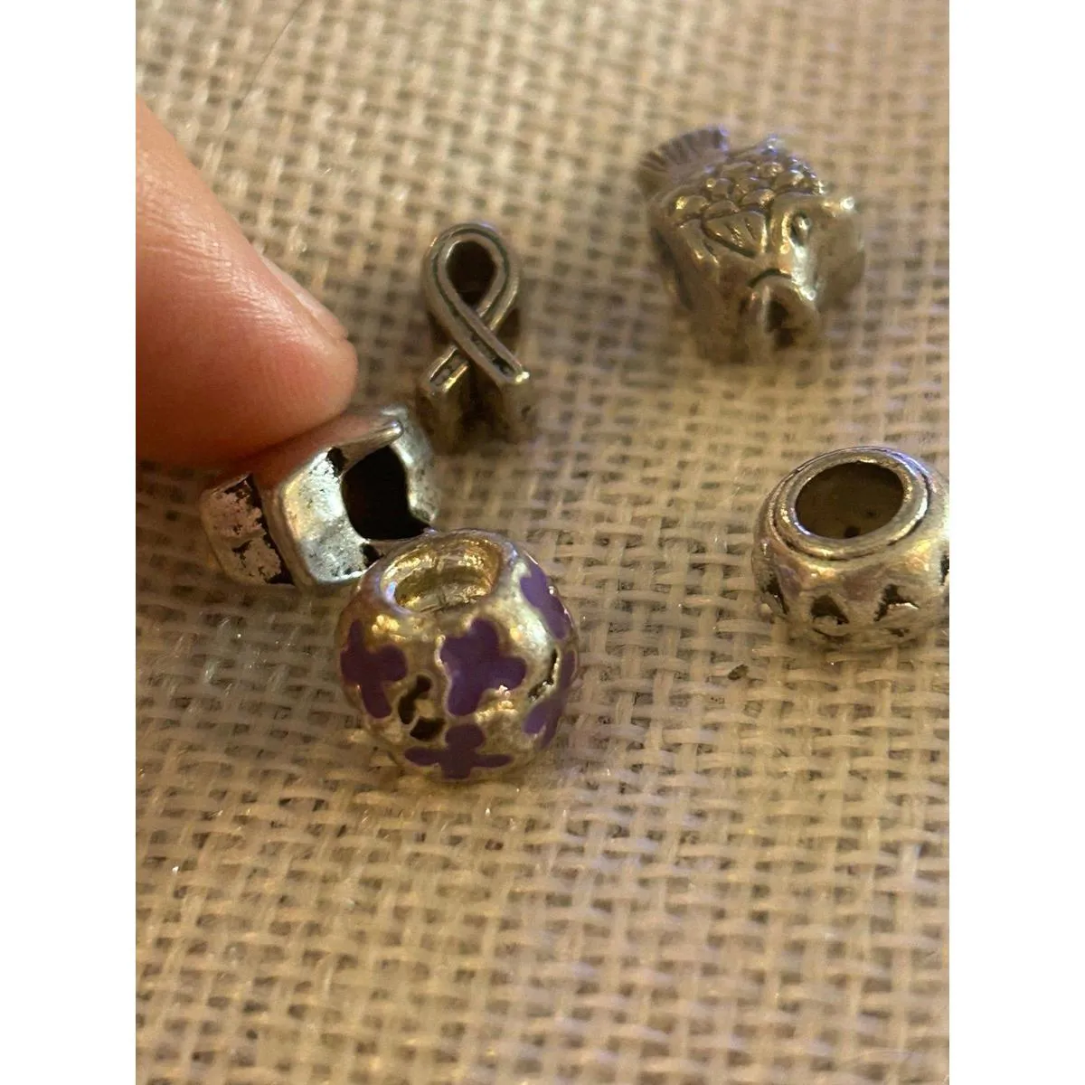 A508 charm bracket silver plated 5 pcs Gray - Image 3