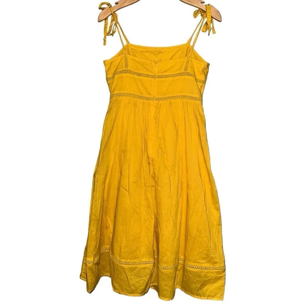 Point Sur J. Crew Women’s Size 2 Yellow Layered Cotton Tie Shoulder Dress - Image 4