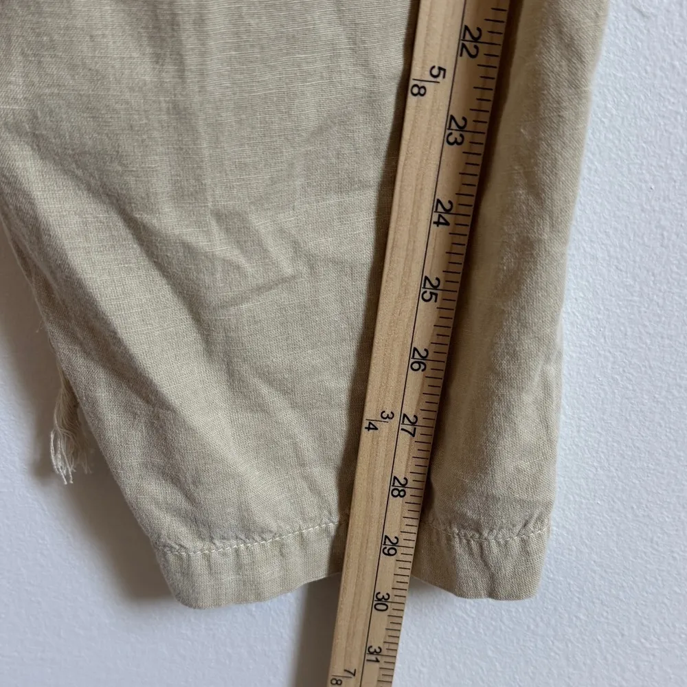 Free People Quinn Coverall Size Large Jumpsuit in Thistle Seed Green Boho Linen - Image 14