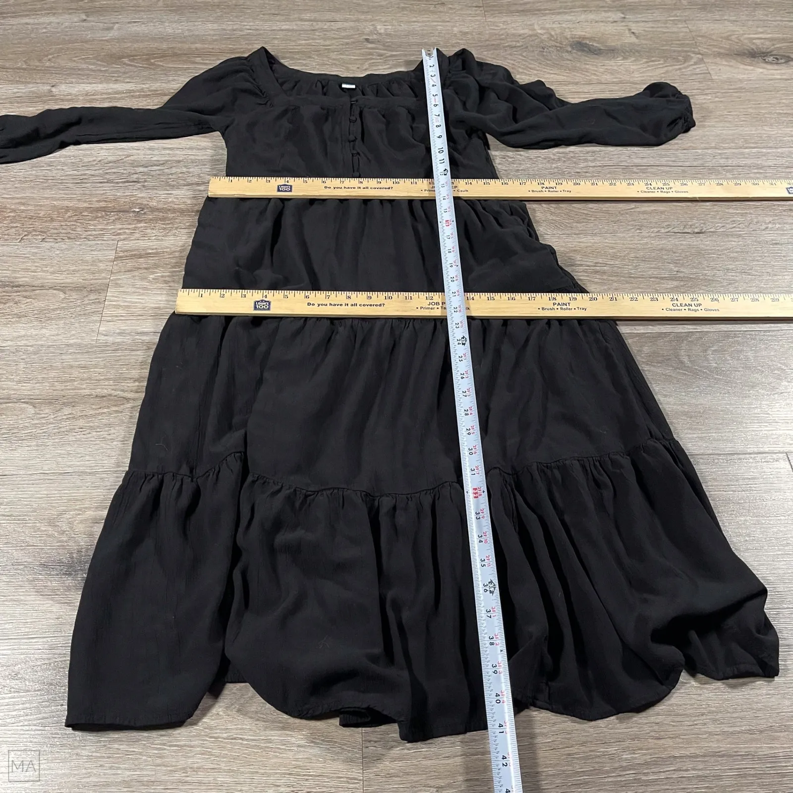 Old Navy	Women's Midi Dress Tiered Witchy Milkmaid Minimalist S Black - Image 6