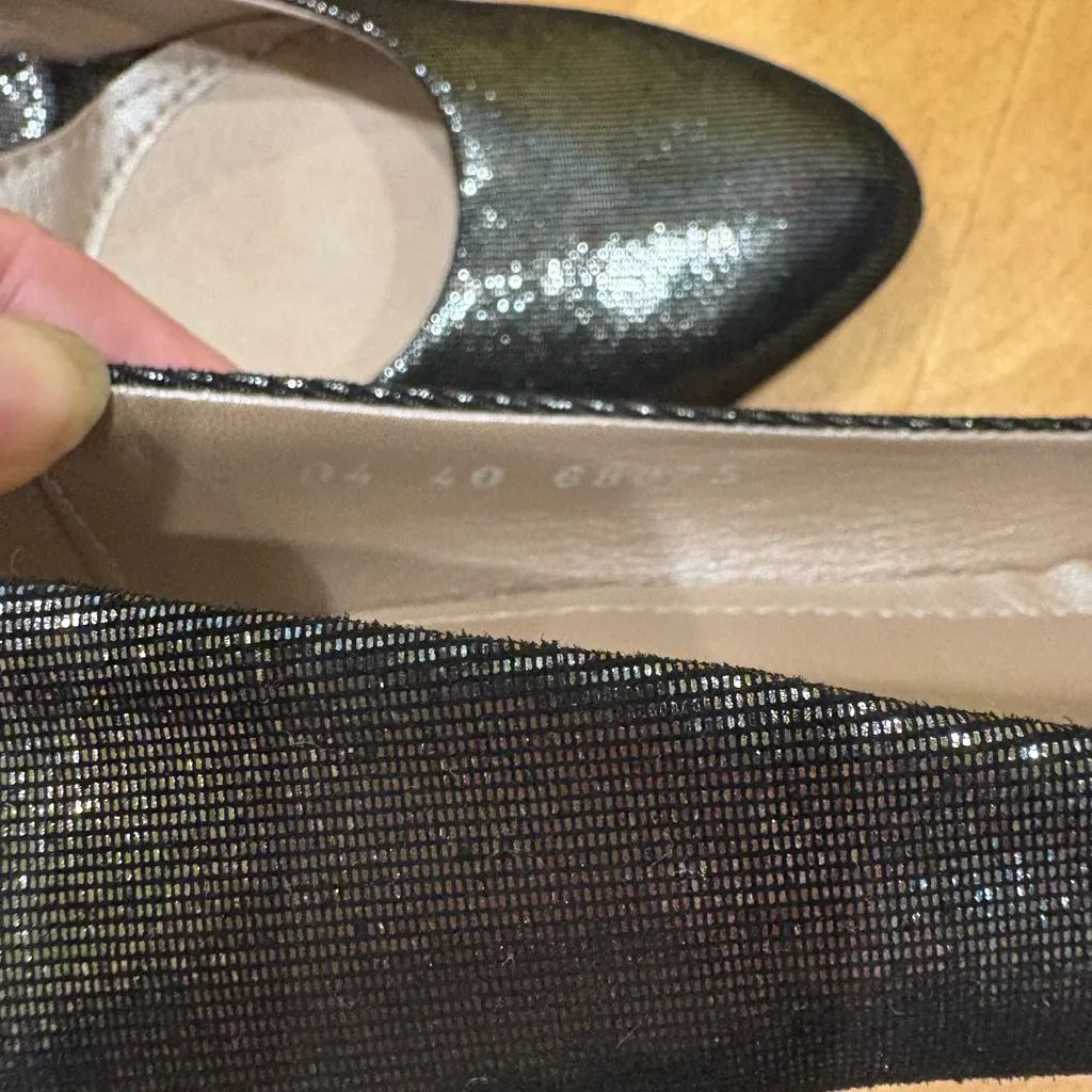 BeautiFeel LOTUS leather suede metallic black silver pumps shoes sz 40 9 - Image 8