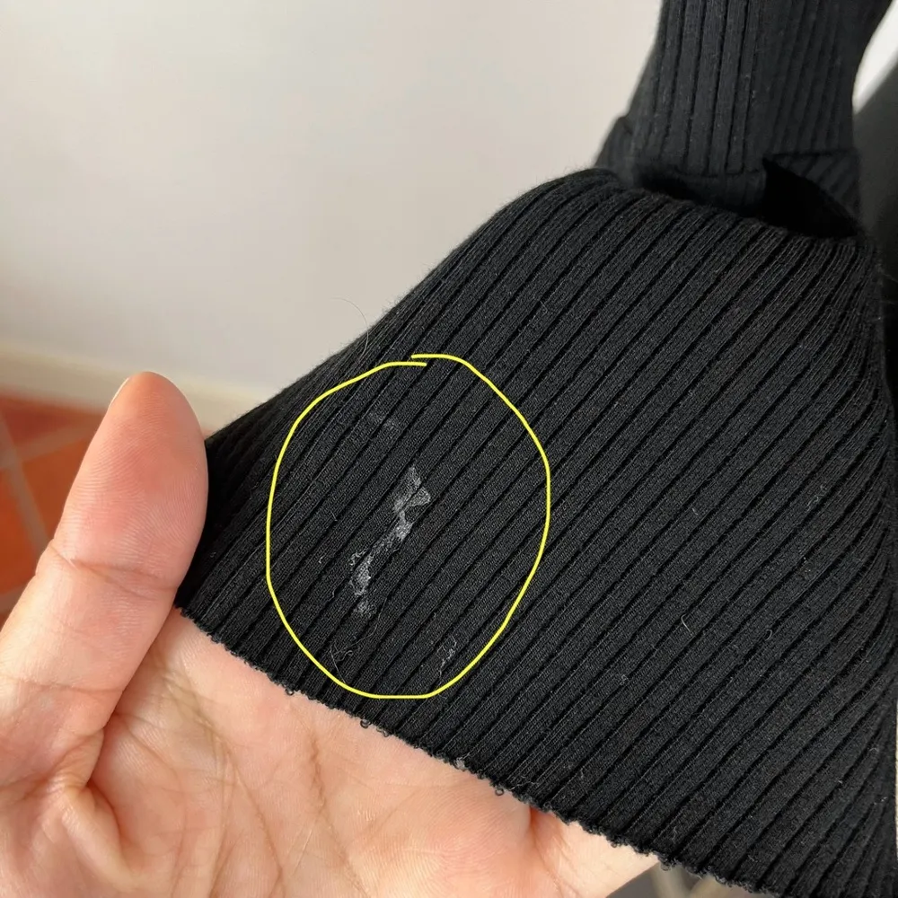 Reformation Black Ribbed Bell Sleeve Top - Image 5