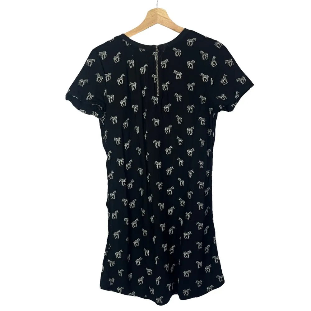 Abercrombie & Fitch A&F Black White Zebra Short Sleeve Shift Dress M - Image 2