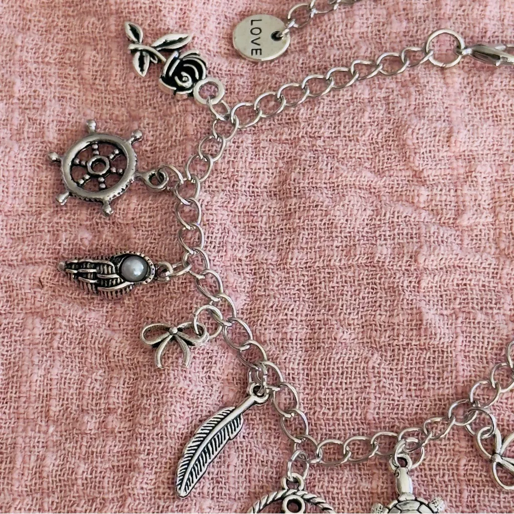 Silver Charm Bracelet nautical theme - Image 3