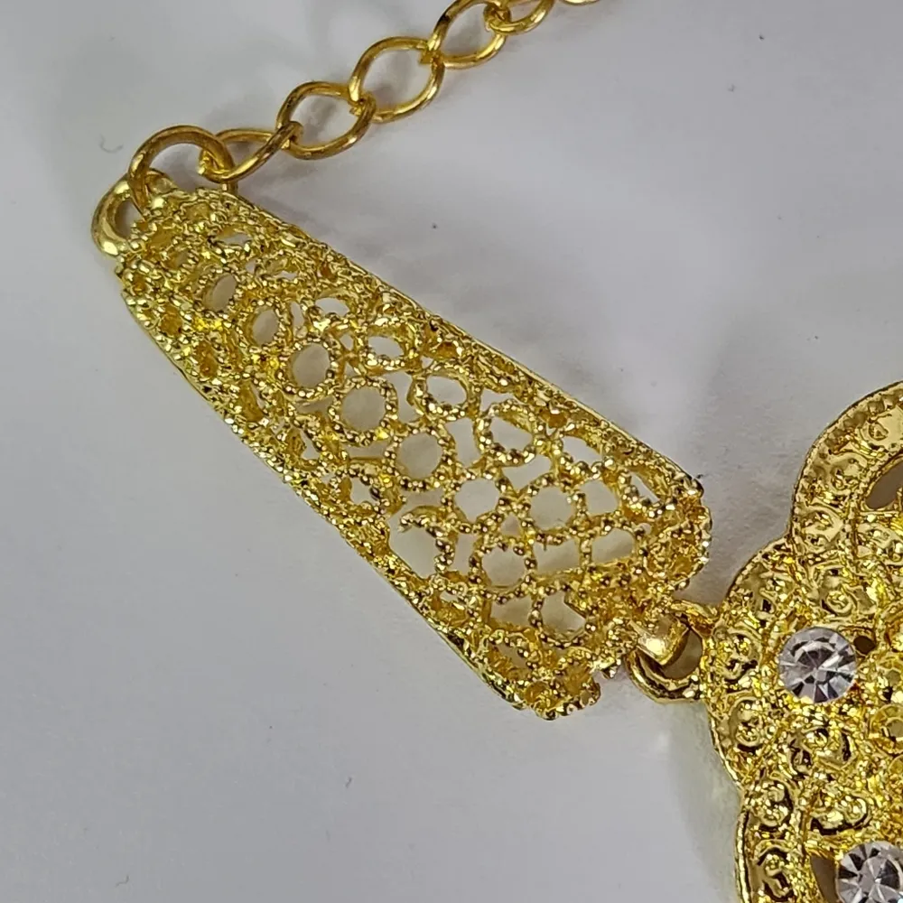 Gold Luxury Statement Bracelet Red Stone New - Image 2