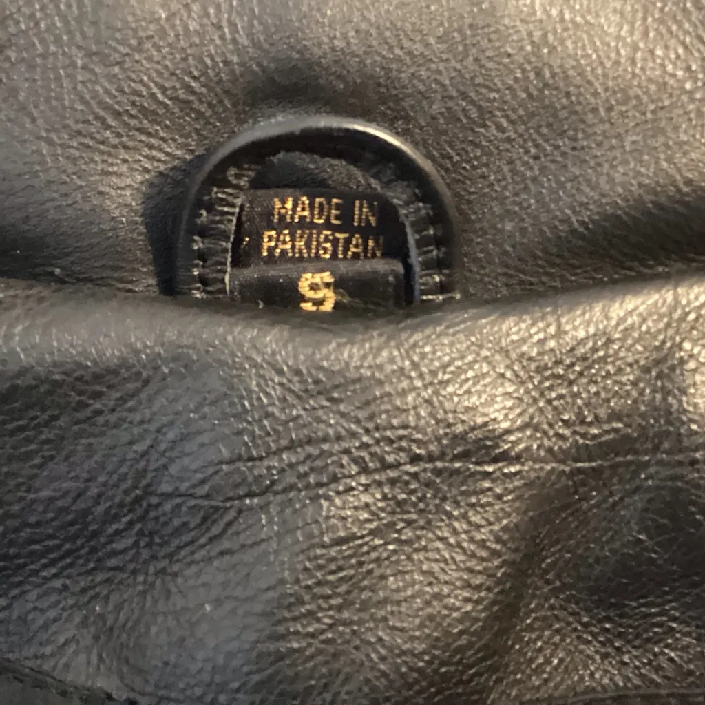 VINTAGE HEAVY LEATHER HIGHWAY LADIES RIDING JACKET BLACK/BROWN BRAIDED Size SM Black - Image 9