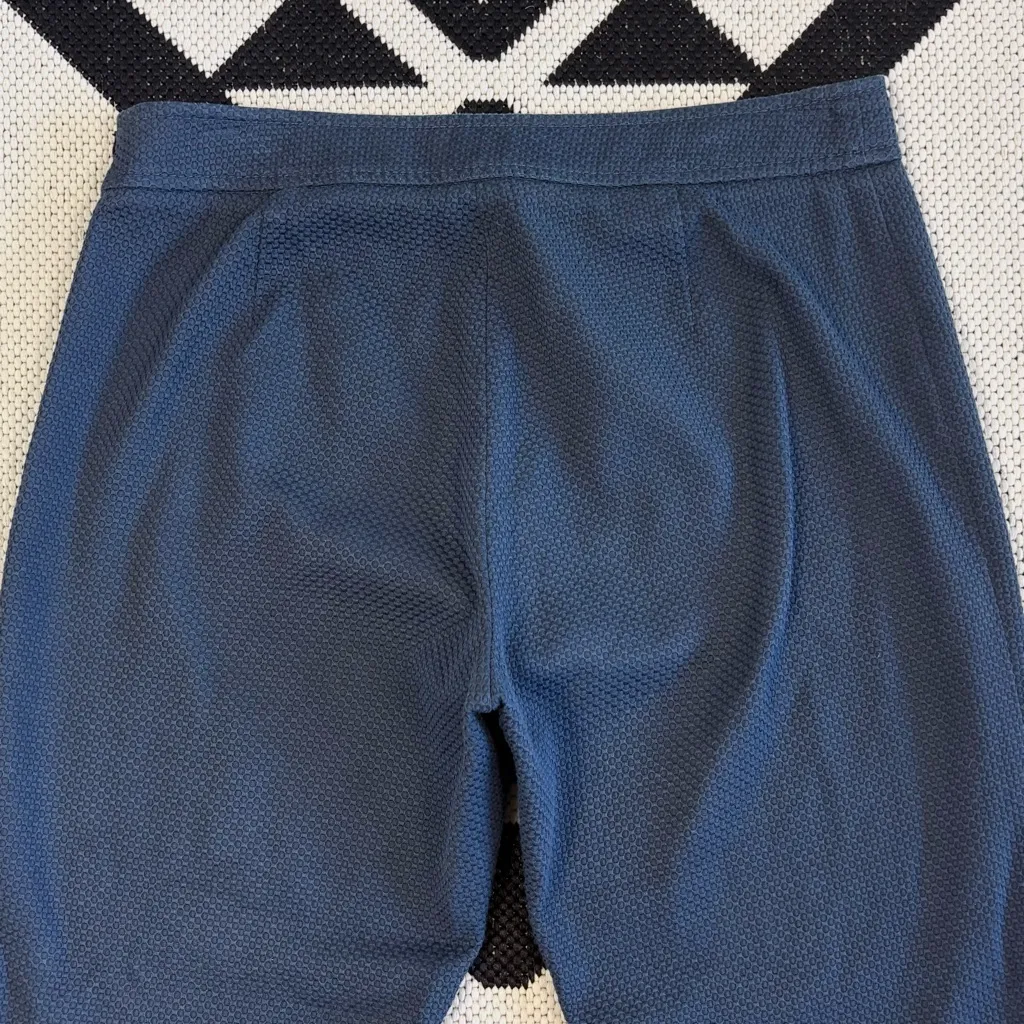 Agnona x Bergdorf Goodman Textured Cotton Blend Straight Leg Trousers in Navy Blue Size 8 - Image 10