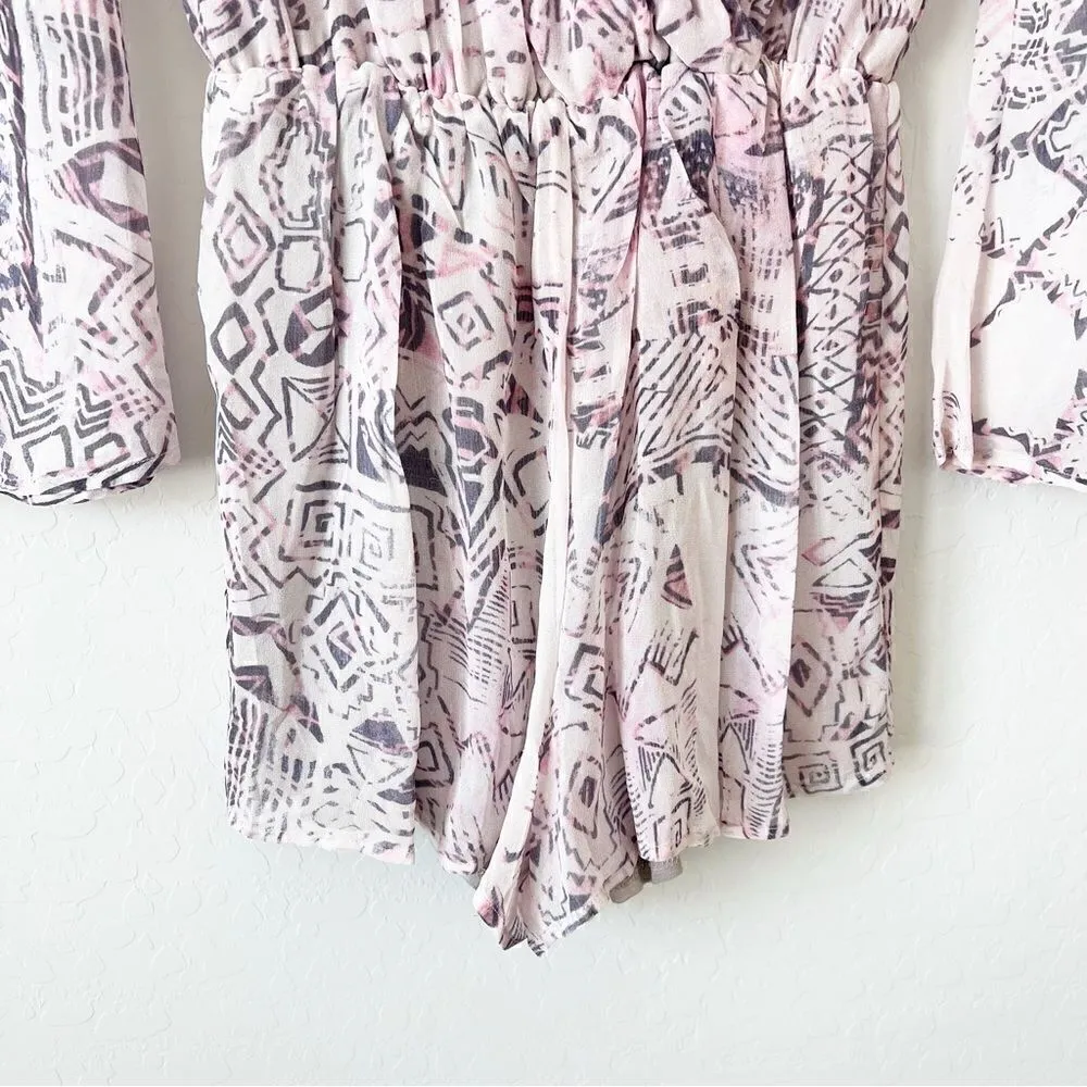 Rory Beca Aztec Print Silk Long Sleeve Romper - Image 8