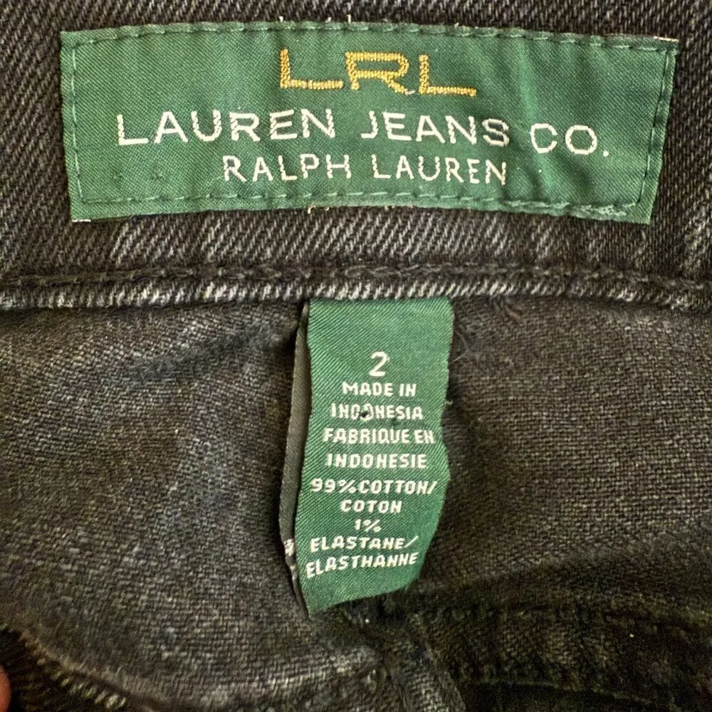 Vintage Lauren Ralph Lauren Straight Leg Denim Jeans Women's 2 Black Low Rise - Image 11