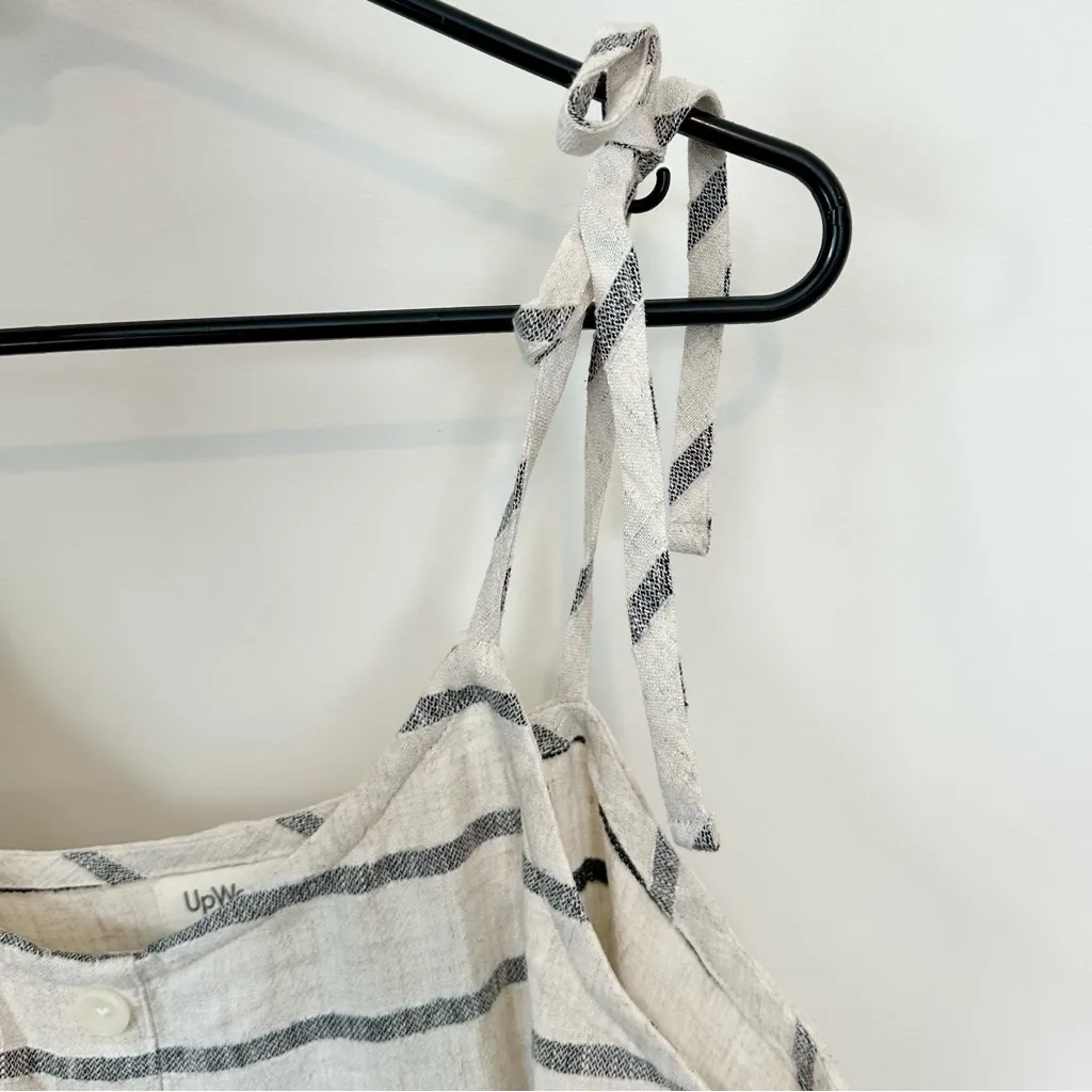 NWT UpWest Cream and Gray Linen Blend Striped Sleeveless Dress - Image 6