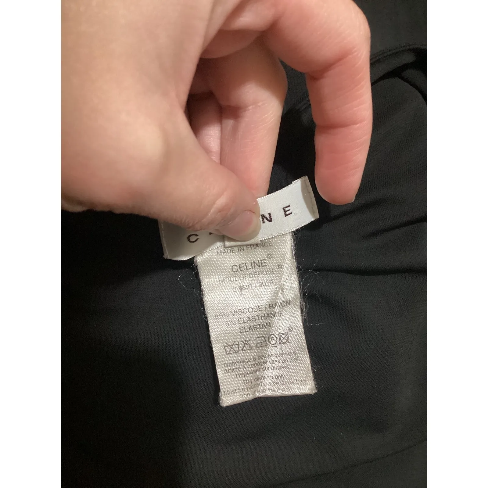 CELINE Black Sleeveless V Neck Midi Dress Size 44 Viscose Blend Elegant - Image 6