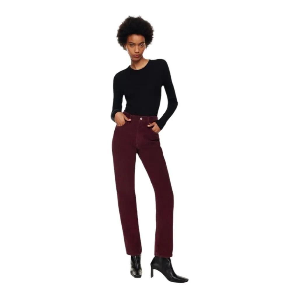 ARITZIA DENIM FORUM The '90s Joni High Rise Loose
30L in Spiced Burgundy Sz 26 - Image 6