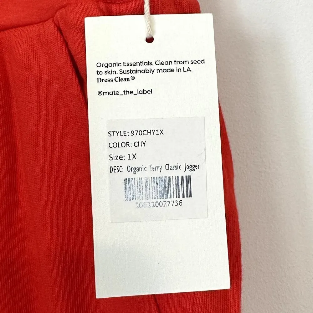 NWT MATE the Label Red Organic Terry Classic Jogger - 1X - Image 3
