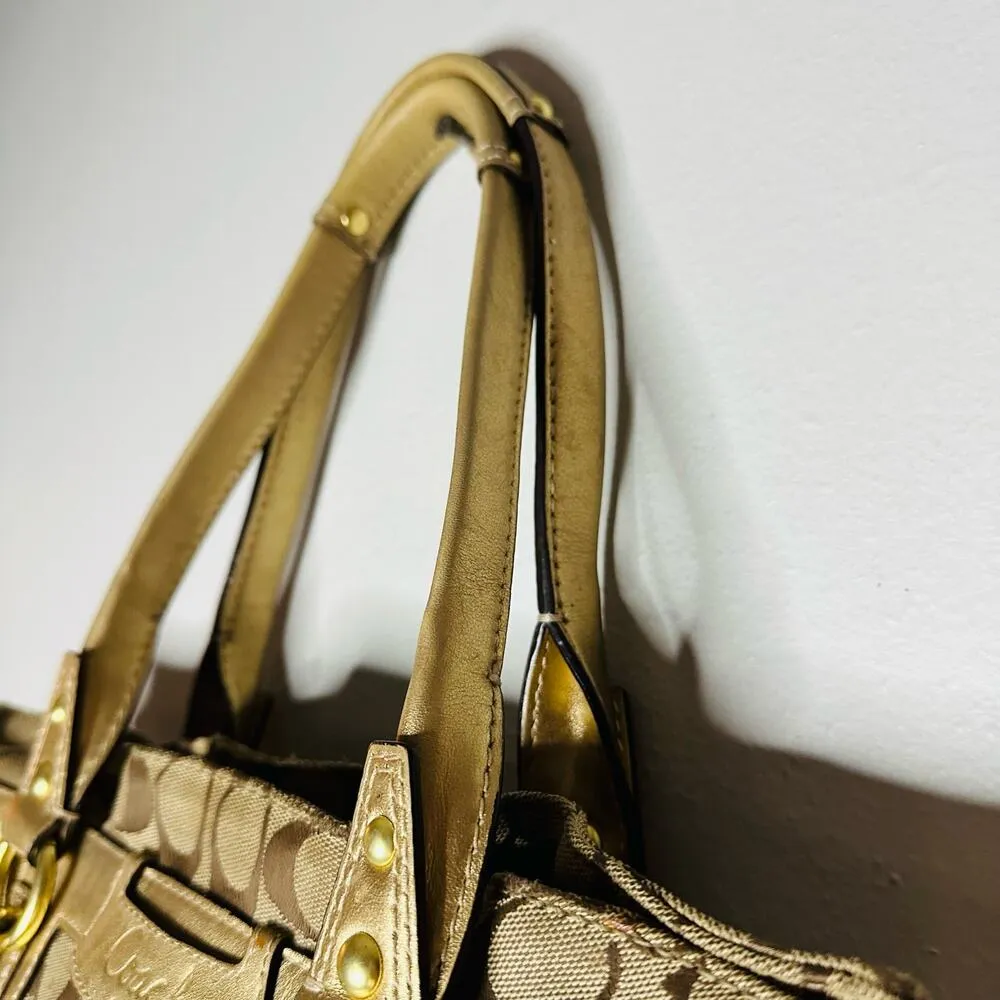 COACH Women's Brown Penelope Signature Leather Duffle Hobo Shoulder Handbag - Image 9