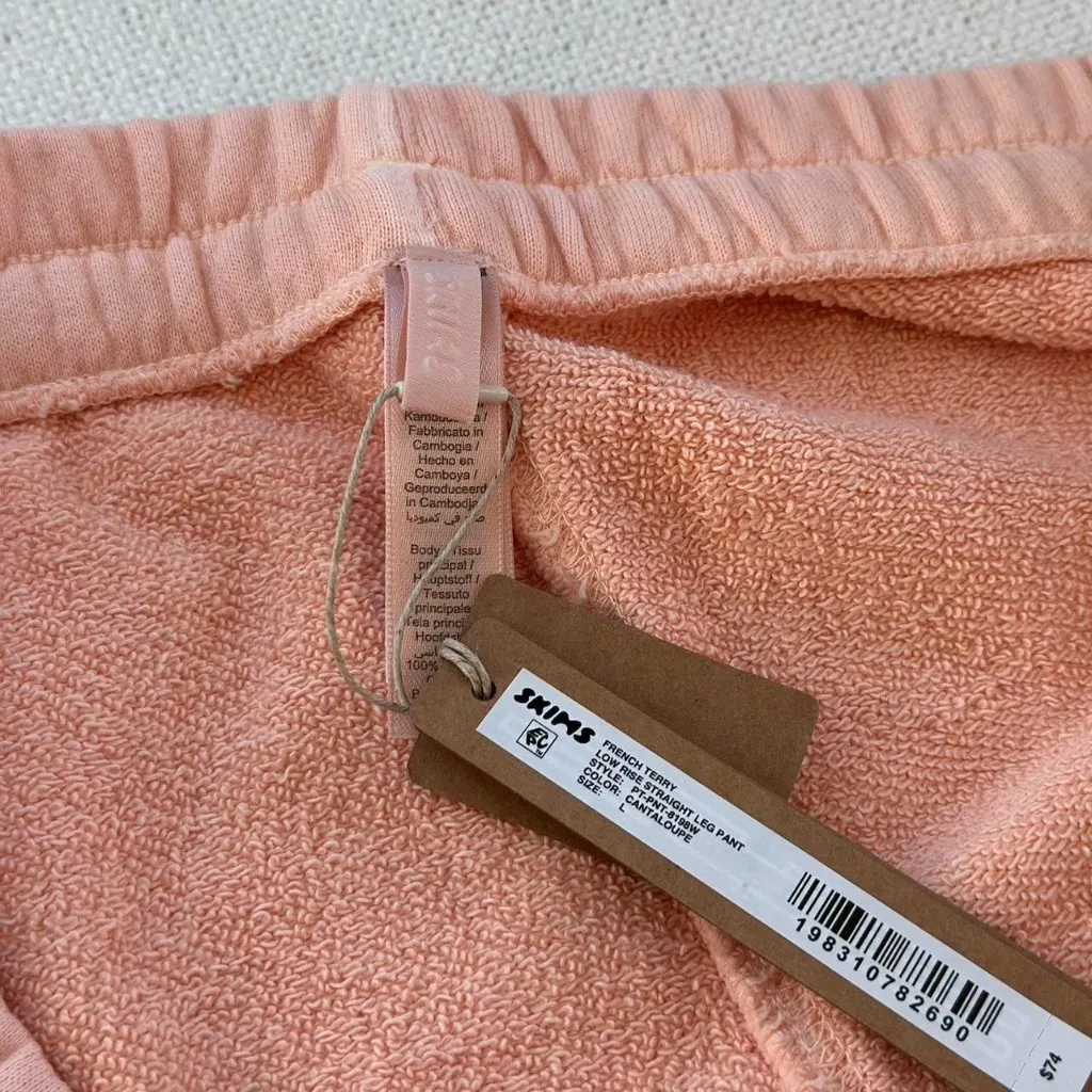 Skims French Terry Straight Leg Pant in Cantaloupe, Size Large - Image 8