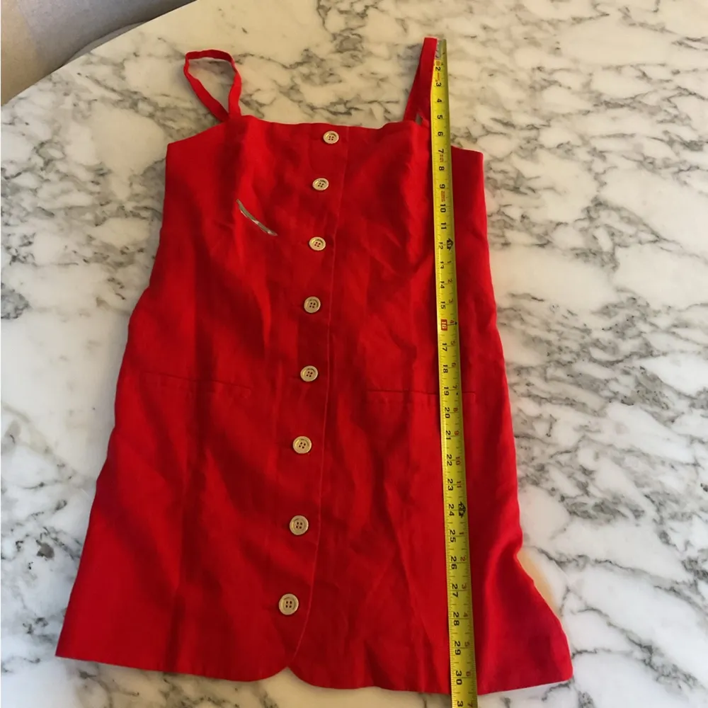 NWT JCrew CLAUDIA Linen Red Button-Down Sleeveless Dress XXS Stubborn Green Tape - Image 8
