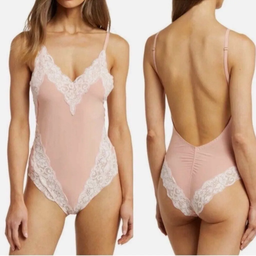 Free People We Are Hah Lace Pink Bodysuit NWT - Image 4
