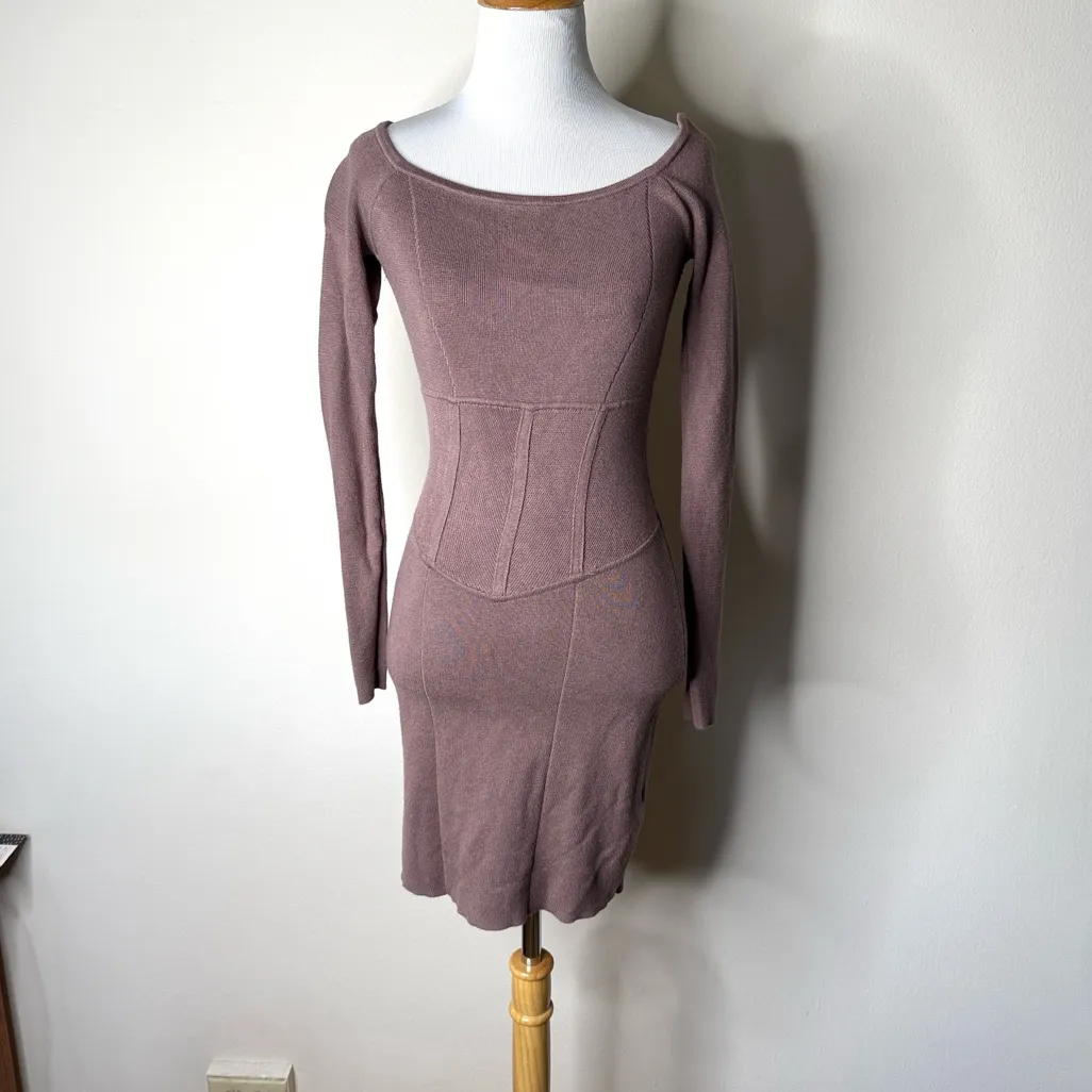 Abercrombie Taupe Off Shoulder Knit Corset Dress - Image 2