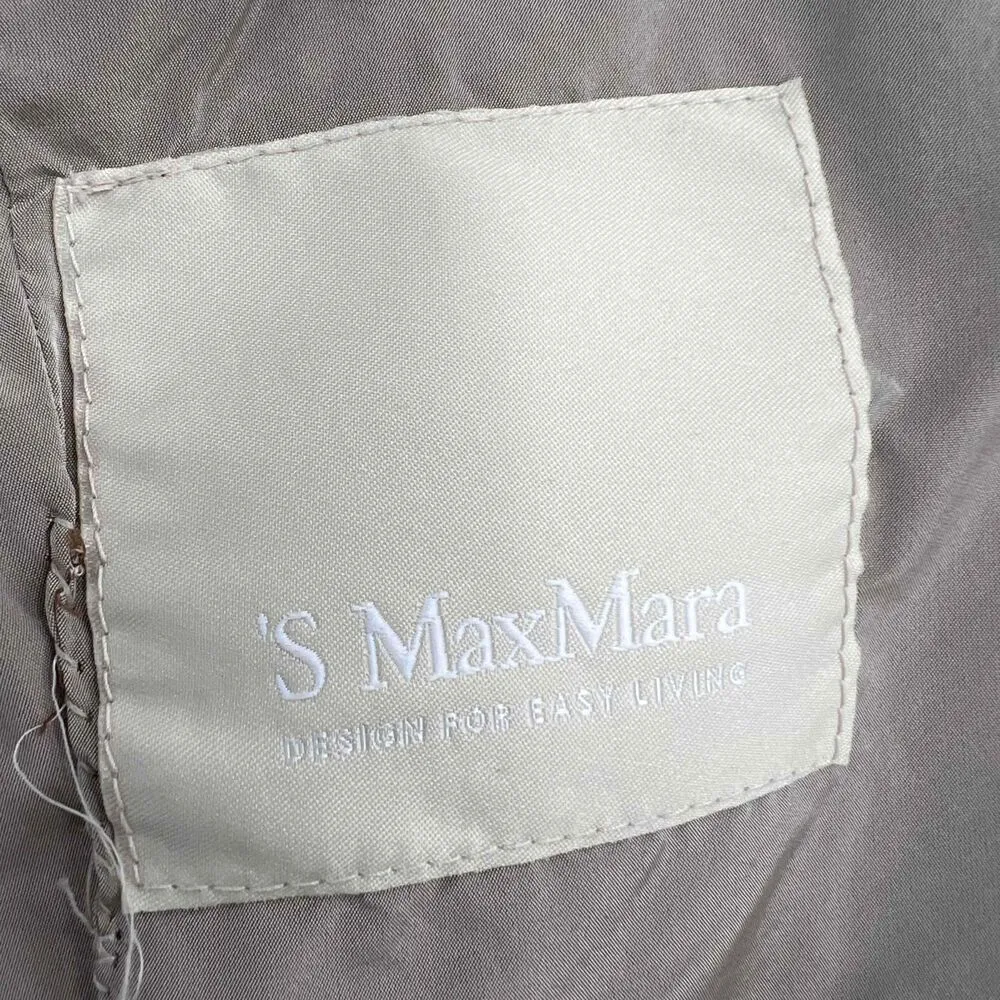 S Max Mara Jacket Beige Light Weight Button Front Bomber Style Size 12 - Image 8