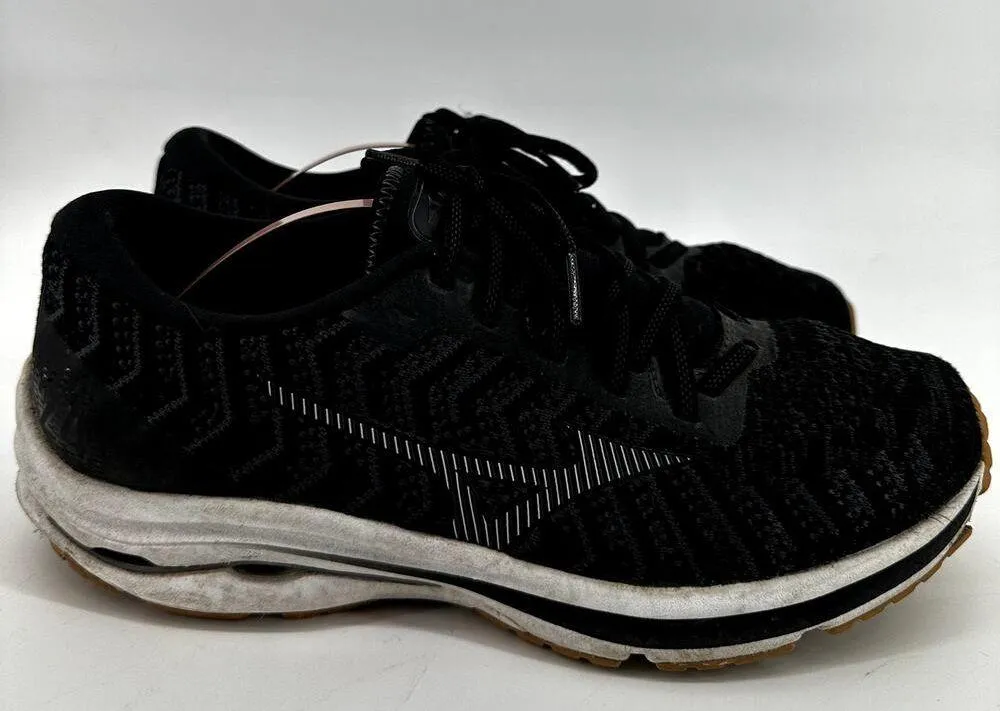 Mizuno Wave Rider 24 Running Shoes WaveKnit Lace Up Athletic Black Dark Shadow 9 - Image 3