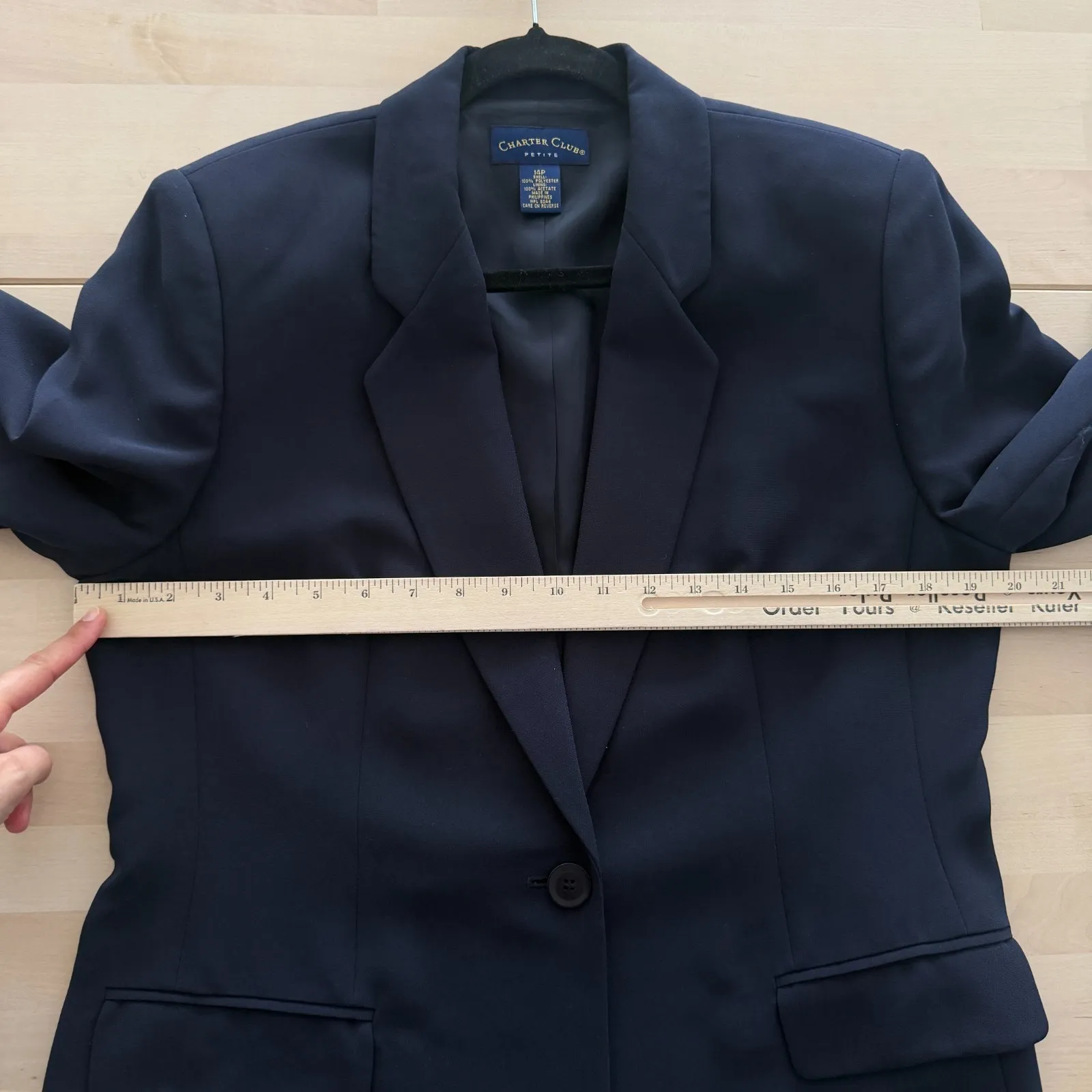 Vintage Pant Suit Womens Small Petite Navy Minimalist Career Quiet Luxury Office Green Size undefined - Image 10