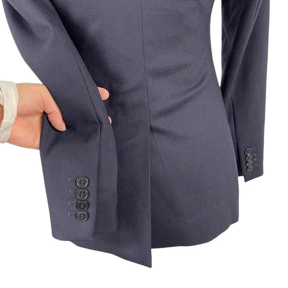 Reiss Hartley Textured Single Breasted Wool Blazer Jacket Navy Size 0 Job Office - Image 14