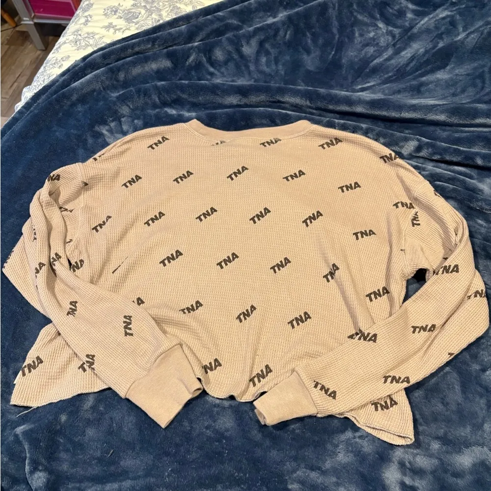 TNA Tan Women's Waffle Henley Size M - Image 2