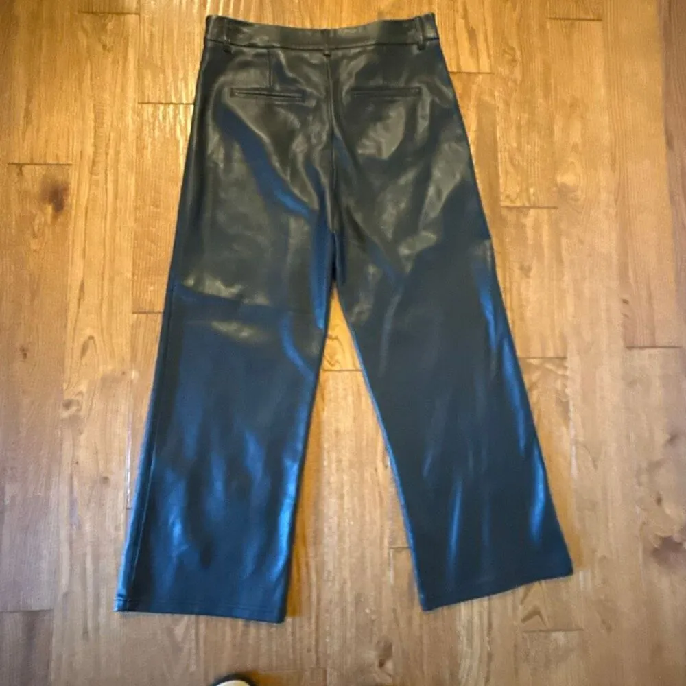 7 For All Mankind black faux leather wide leg crop pants - Image 9