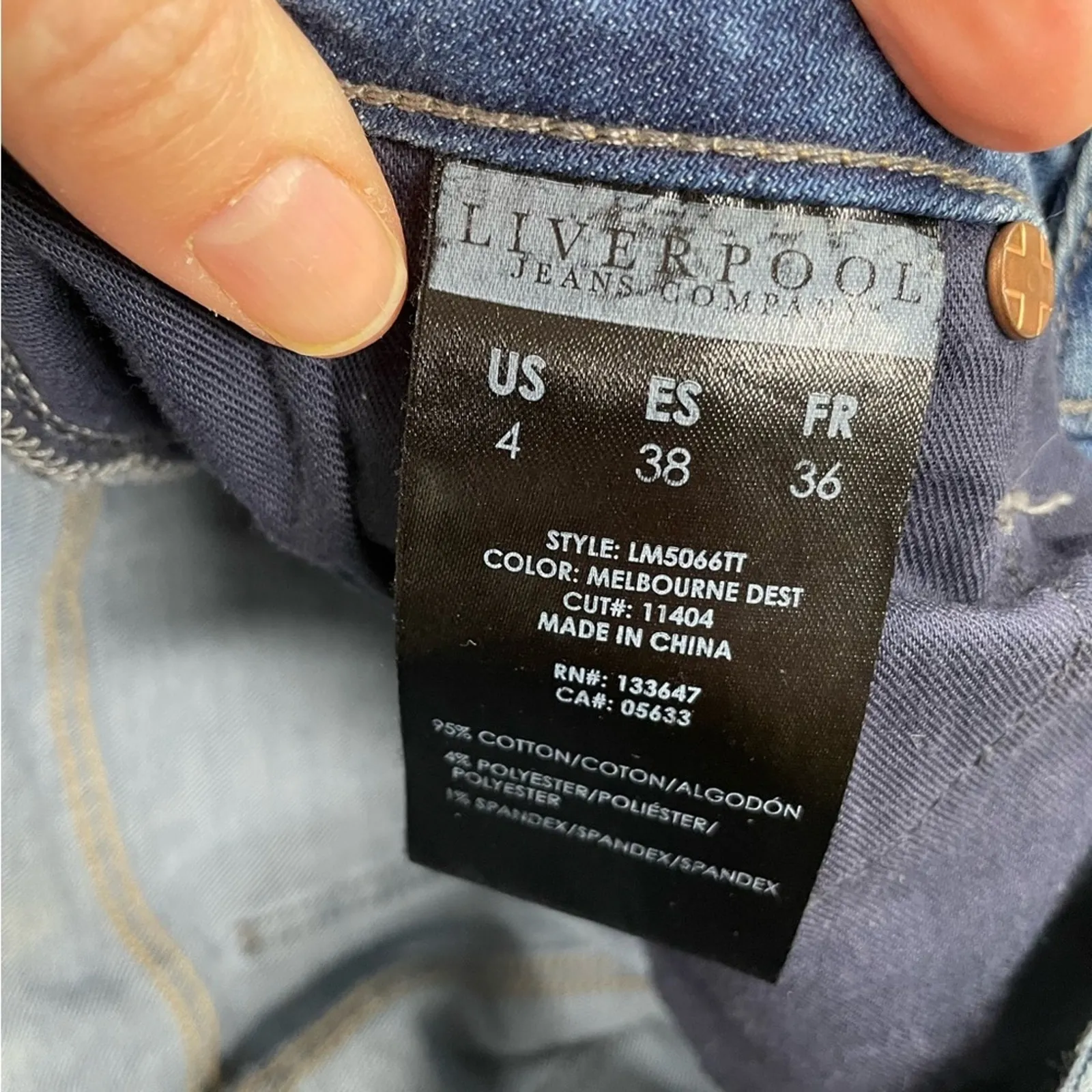 Liverpool Blue Medium Wash Distressed Boyfriend Crop Jeans Womens 4 Blue Ankle - Image 13