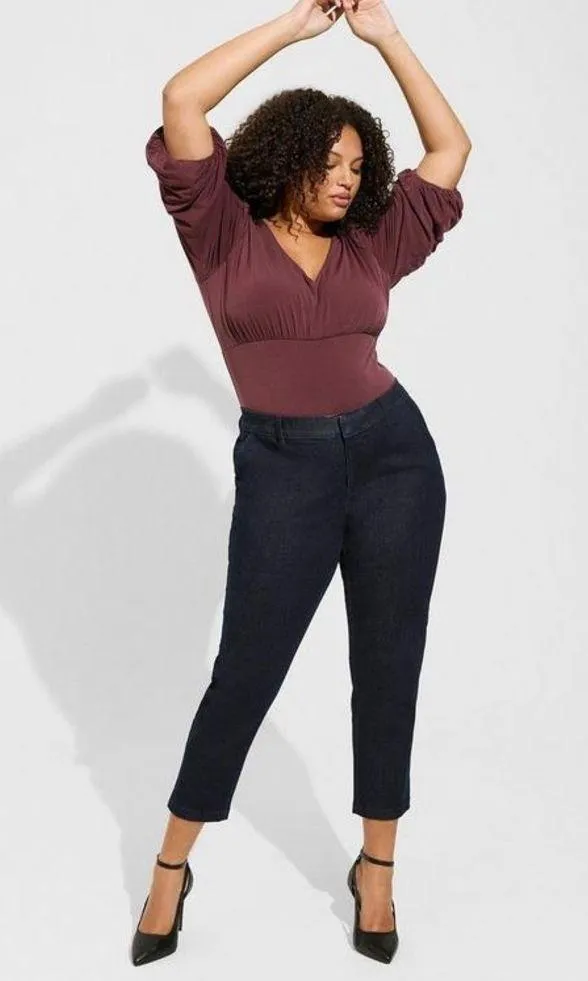 Torrid Studio Knit V-Neck Quarter Sleeve Shirred Top Size 2X - Image 2