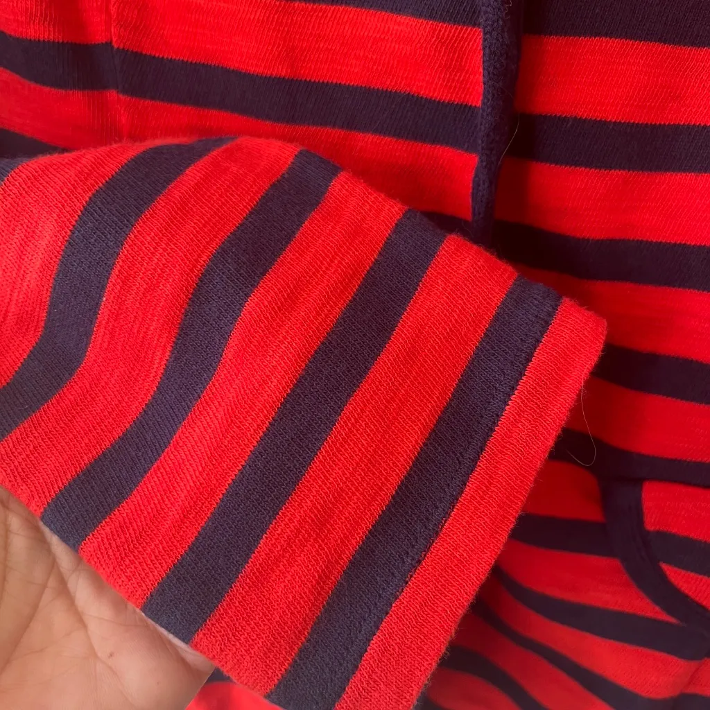 CAbi Sz M Striped Blazer Yacht Club Red Blue Gold Buttons Sweater V Neck Jacket‎ - Image 4