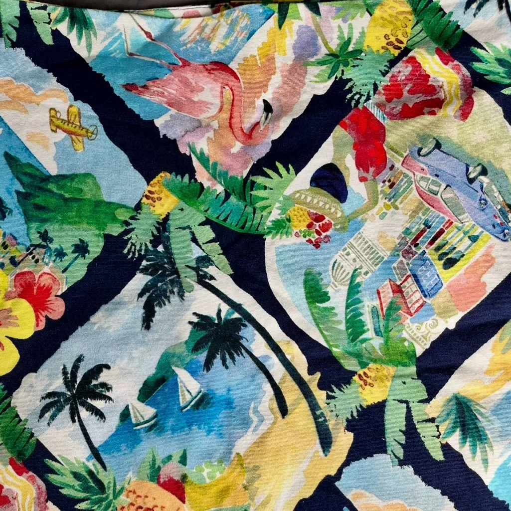 Talbots Skirt. Tropical Flamingo Hawaiian Print. Straight Stretch. Size 8 - Image 3