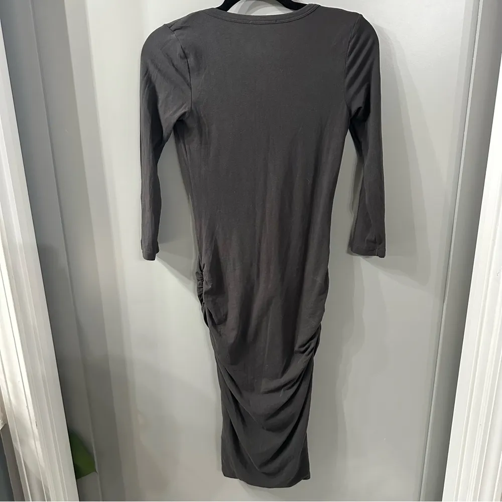 JAMES PERSE Gray Ruched Long Sleeve Midi Dress Size 2 Medium - Image 4